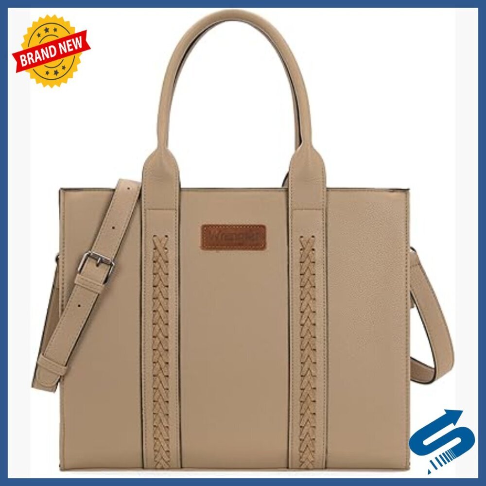 Large Vegan Leather Tote Bag with Adjustable Strap and Zipper Closure